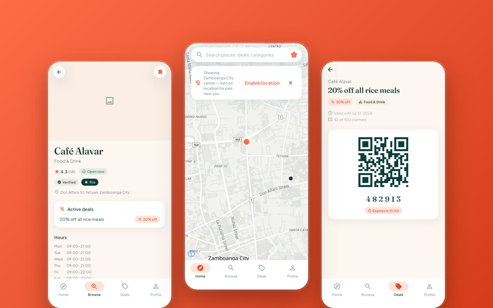 Conose PH mobile app screens