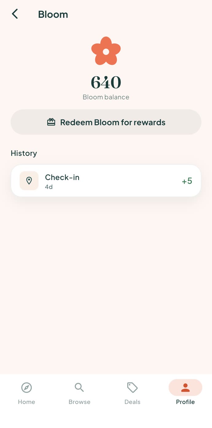 Conose Bloom points balance and history