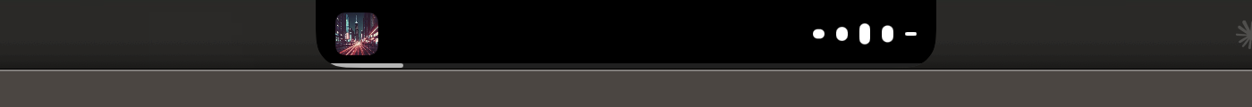 Top.Notch idle bar showing album art and a live waveform